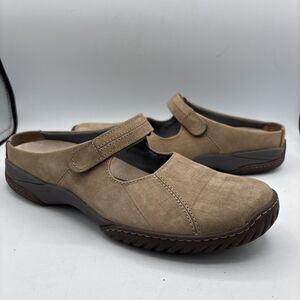 Clarks Womens Mary Jane Mule 10 Brown Leather Slip-On Comfort Closed-Toe